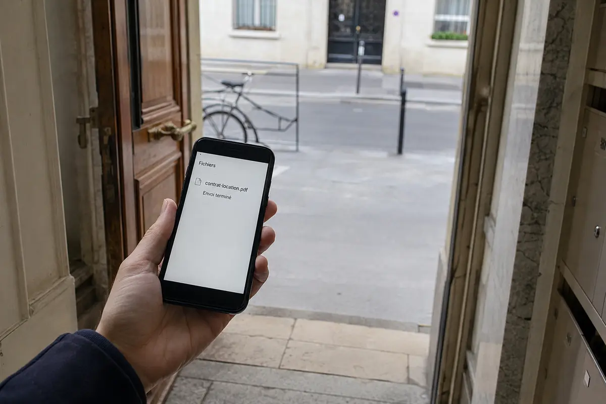 Un fichier est indiqué comme envoyé sur un téléphone au moment de franchir la porte d’un immeuble