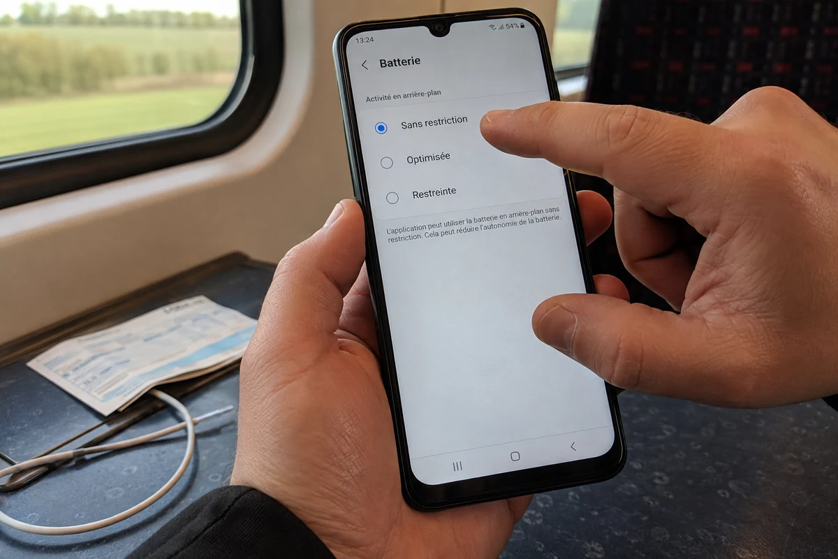 Le réglage de batterie Android autorise l’application à fonctionner sans restriction en arrière-plan