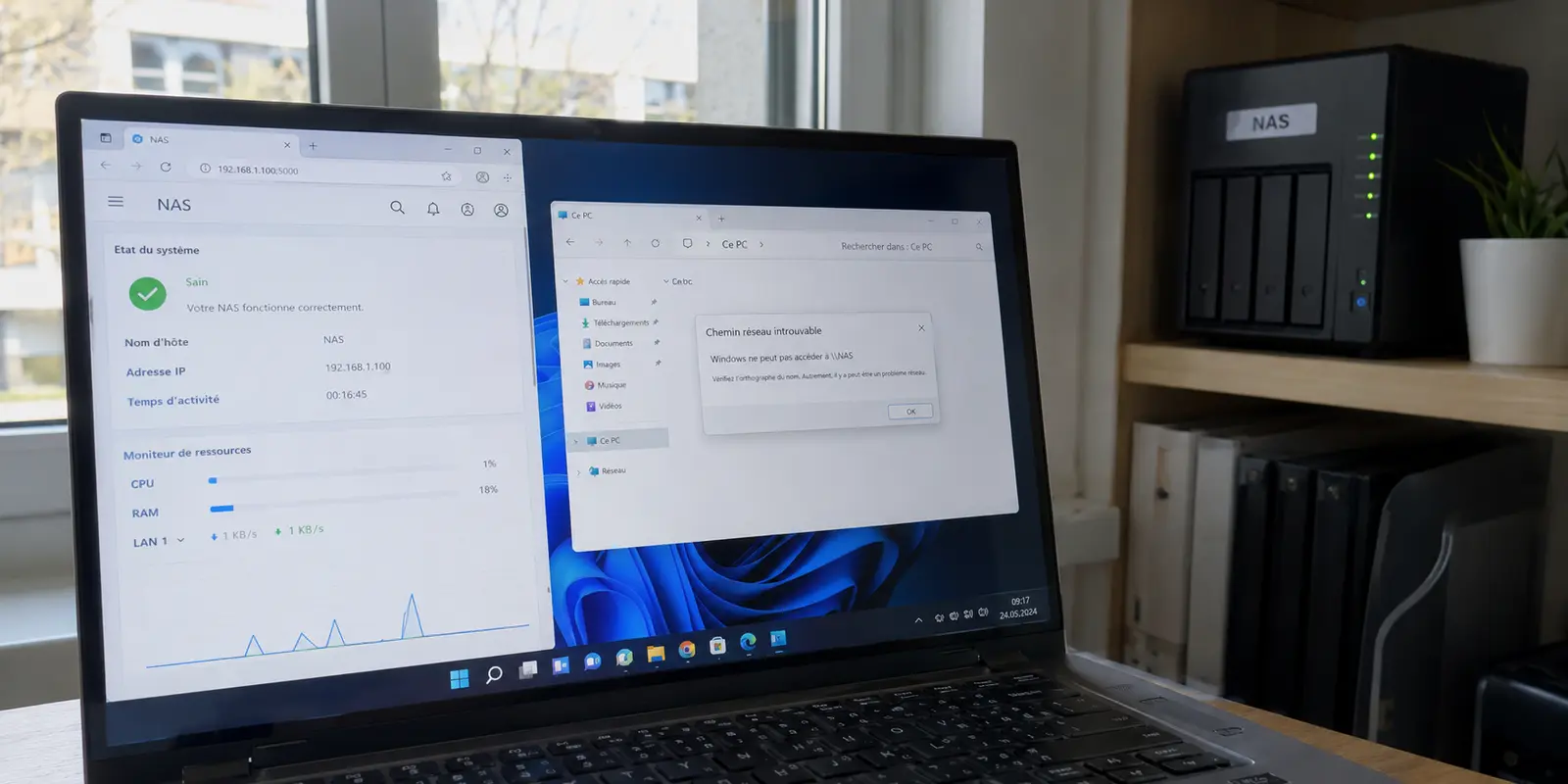 Un NAS répond au ping mais le partage de fichiers reste inaccessible