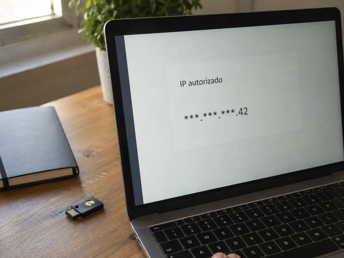 Painel de acesso mostra um endereço IP autorizado e parcialmente oculto