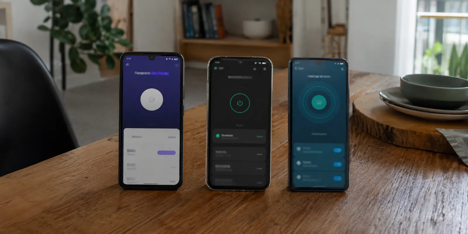 Três aplicações de VPN em estado conectado sem deixar claro o que mudou