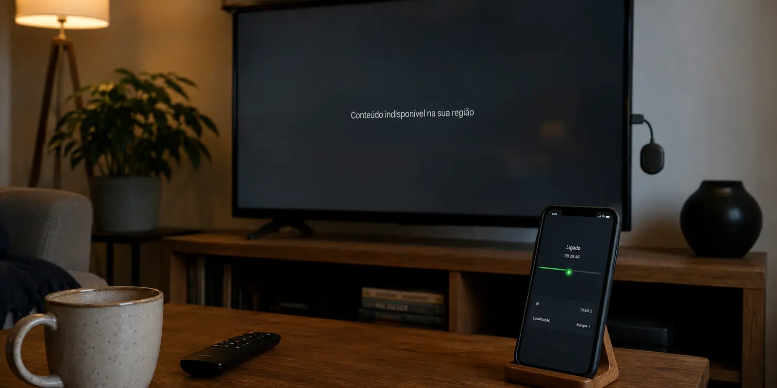 Televisão mostra conteúdo indisponível enquanto a VPN está ligada apenas no telemóvel