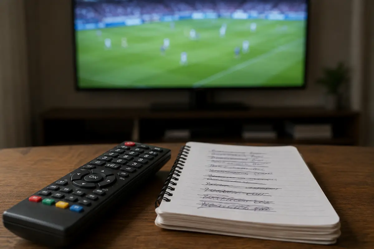 Comando e lista de tentativas enquanto a partida já acontece na televisão