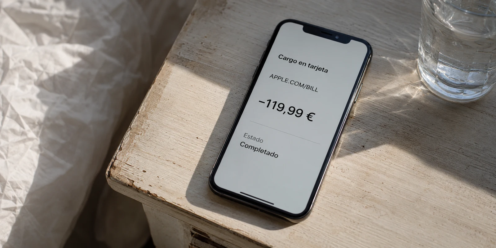 El teléfono muestra un cargo de 119,99 euros después de terminar una prueba gratuita.