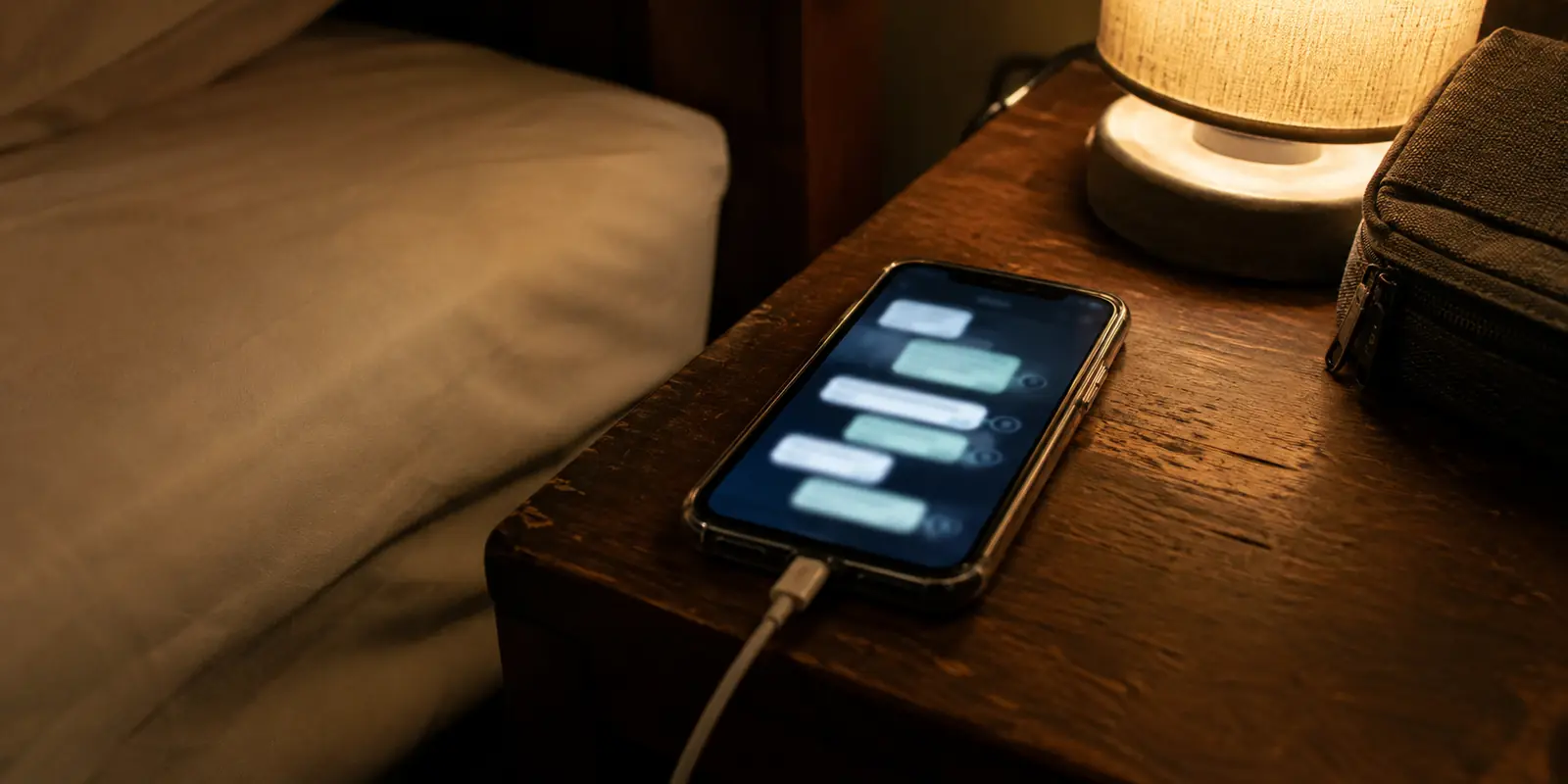 Telefone sobre a mesa de um quarto de hotel em Bissau com mensagens ainda pendentes