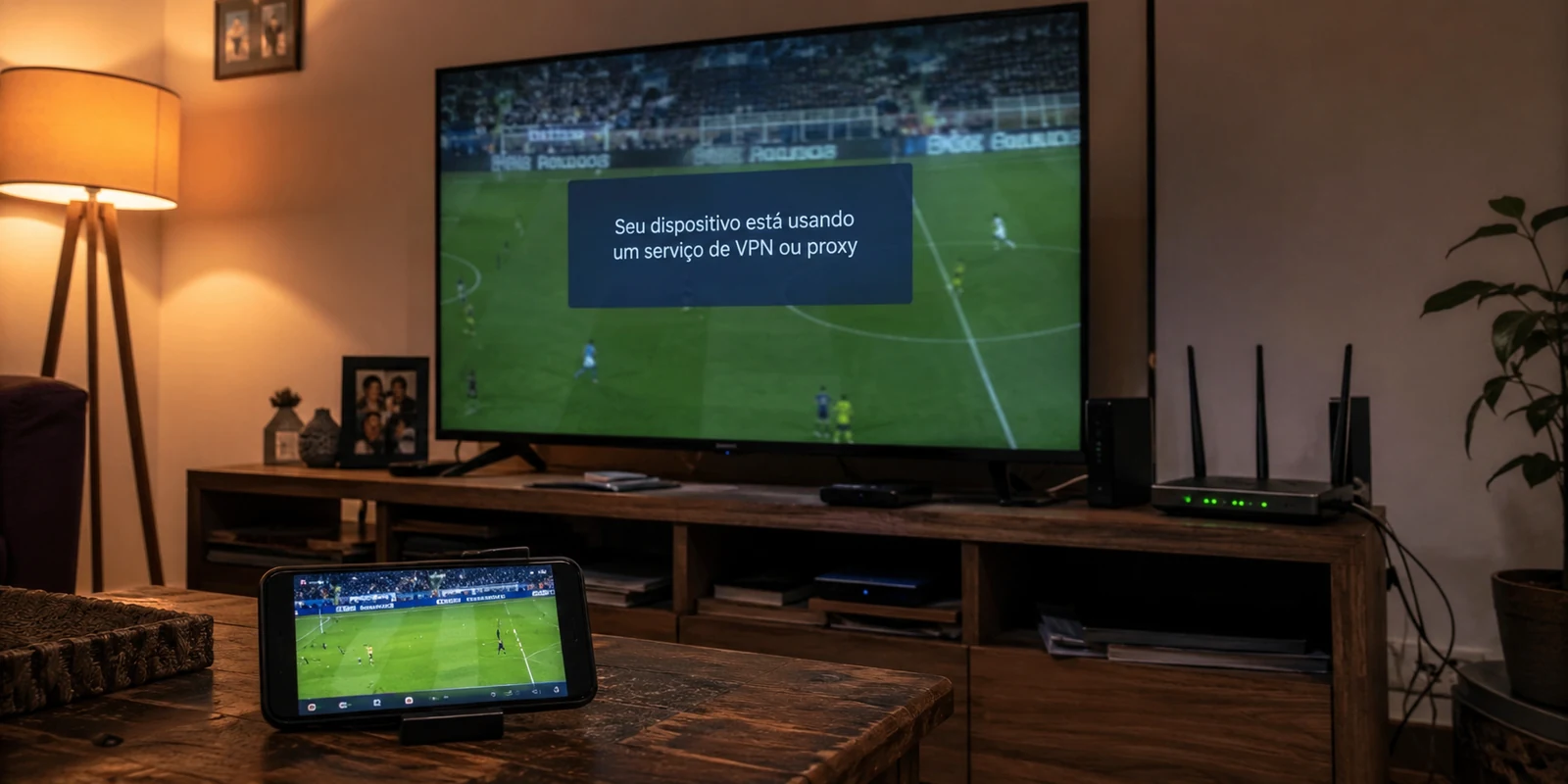 Smart TV bloqueando a transmissão por detectar VPN enquanto o jogo funciona no celular