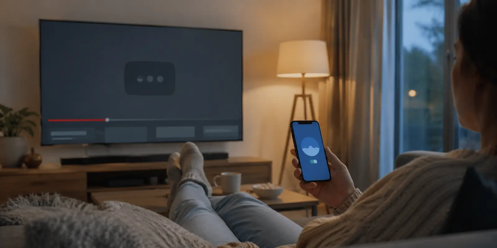 La Smart TV sigue cargando un vídeo mientras el teléfono ya está conectado a una VPN.