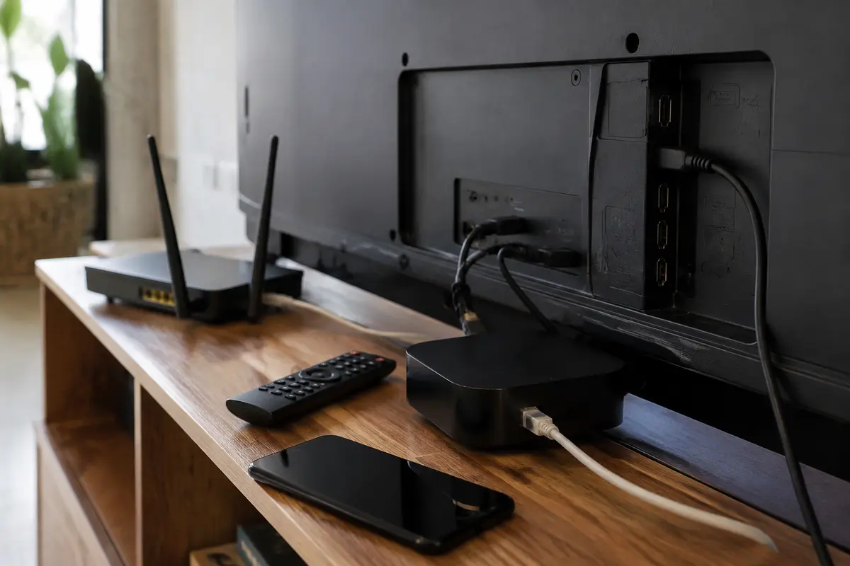 La Smart TV sigue cargando un vídeo mientras el teléfono ya está conectado a una VPN.