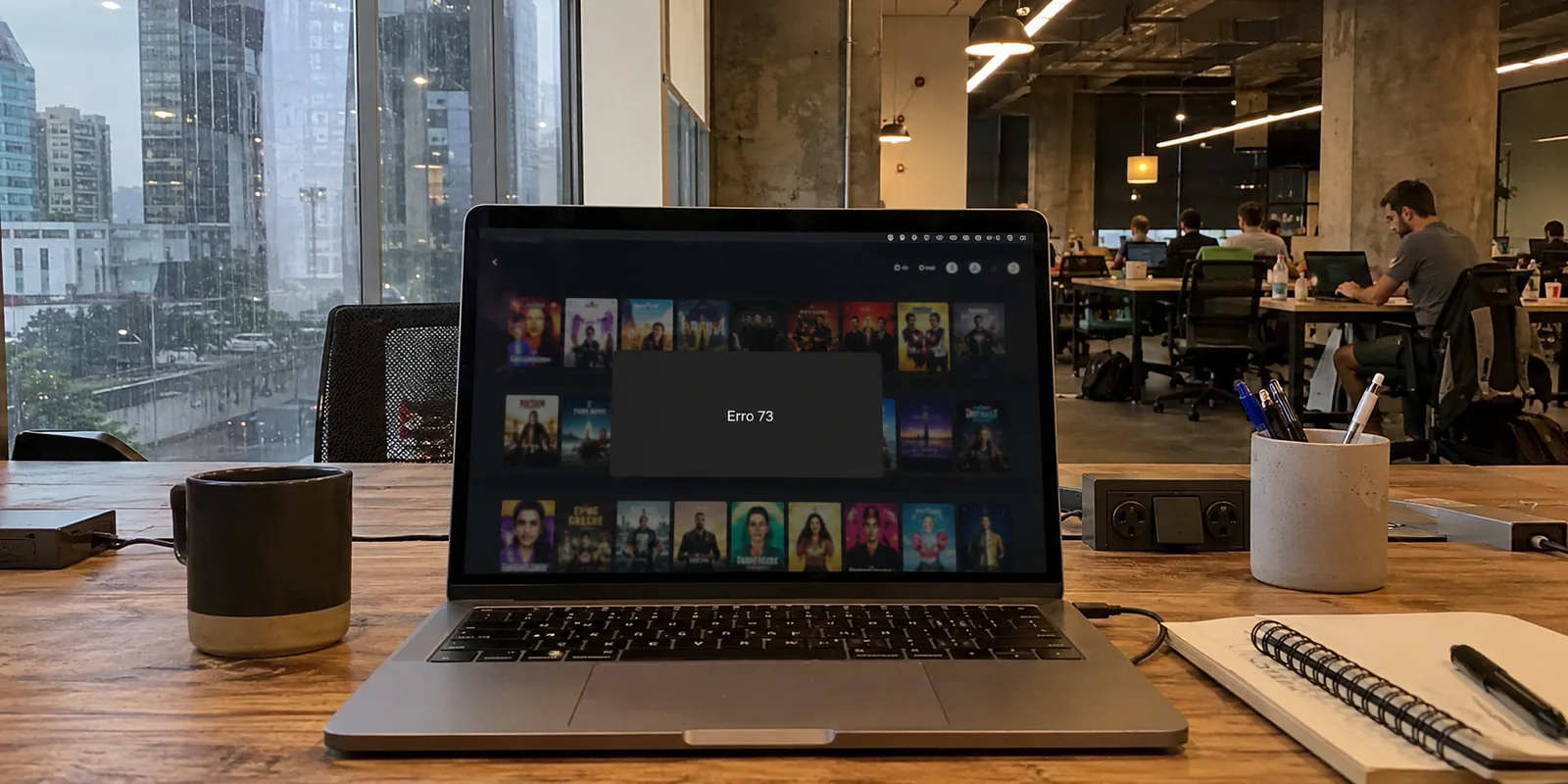 Erro 73 em um serviço de streaming num coworking em São Paulo