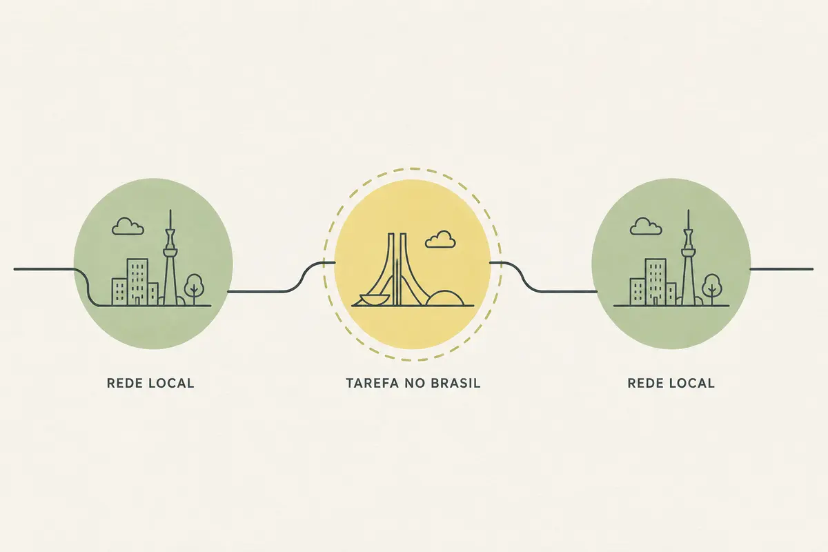 Fluxo temporário da rede local para uma tarefa no Brasil e de volta à rede local