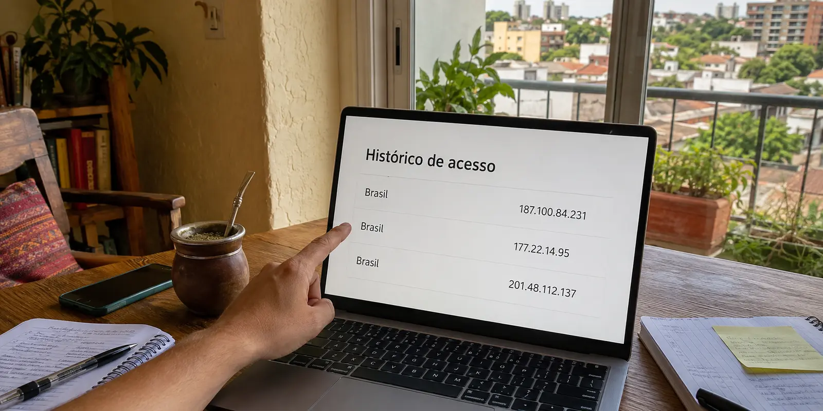 O histórico de acesso mostra endereços brasileiros diferentes em uma casa de Assunção