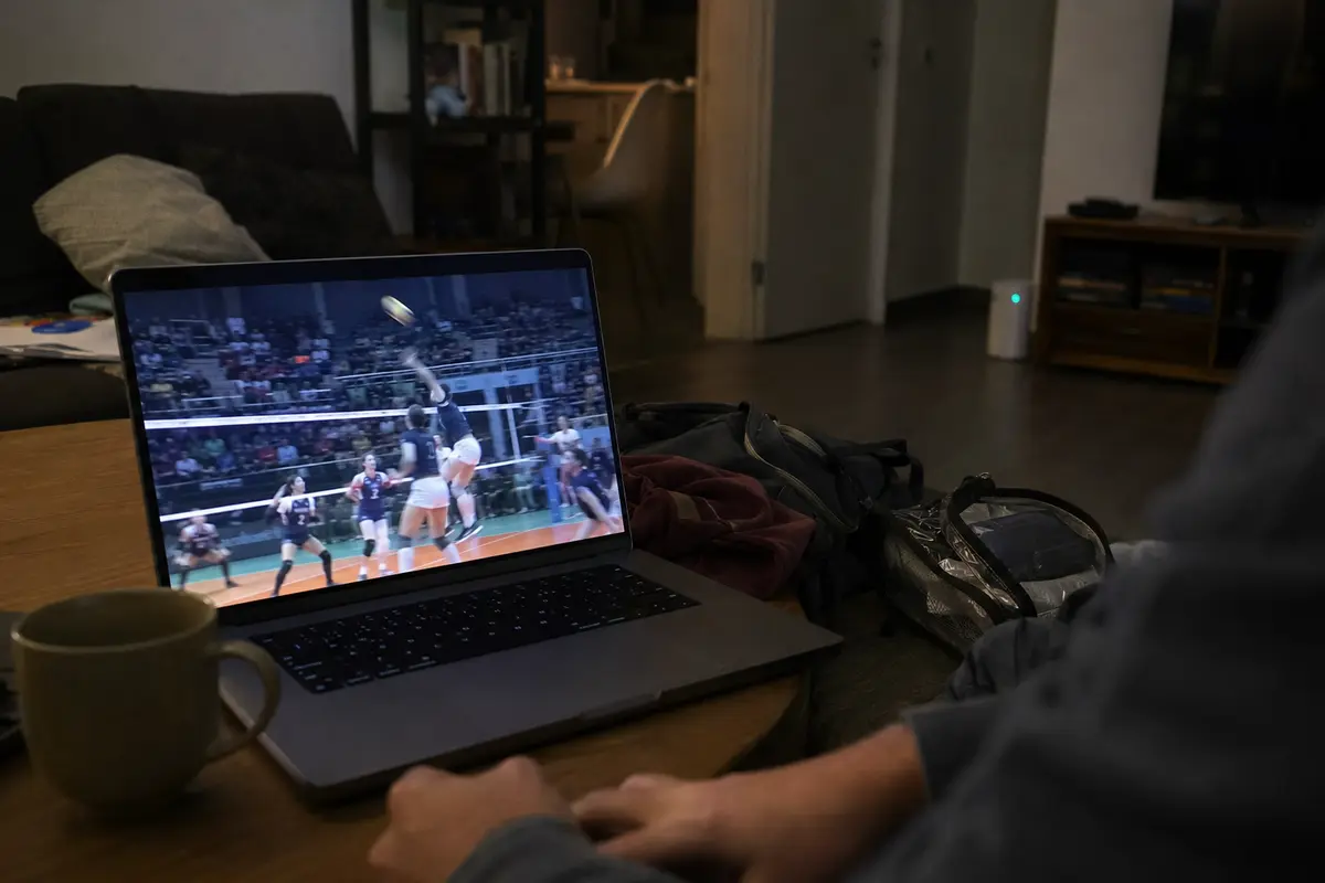 Direto de voleibol continua a reproduzir durante uma breve oscilação do Wi-Fi