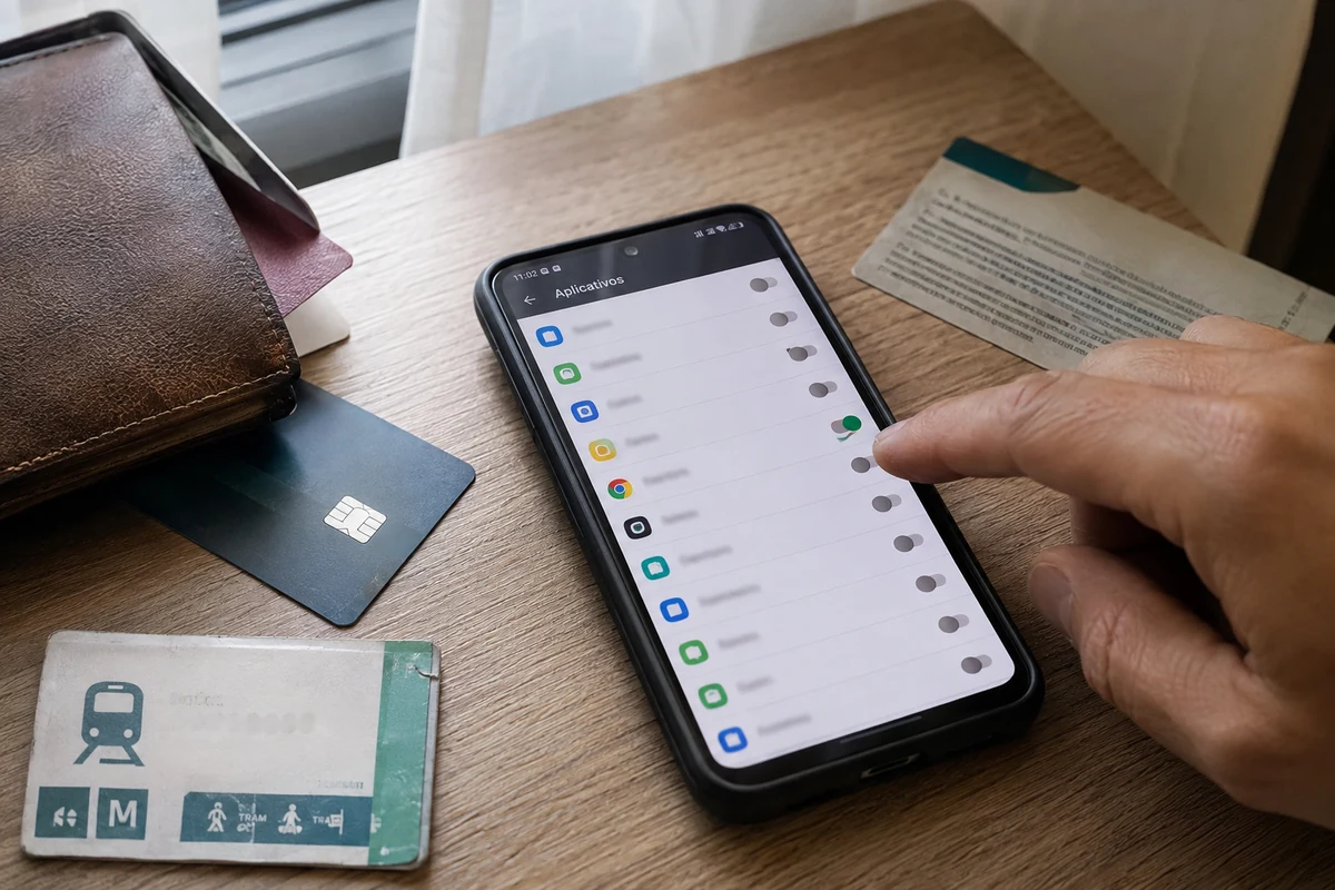 Lista de aplicativos do split tunneling sendo ajustada em um telefone Android