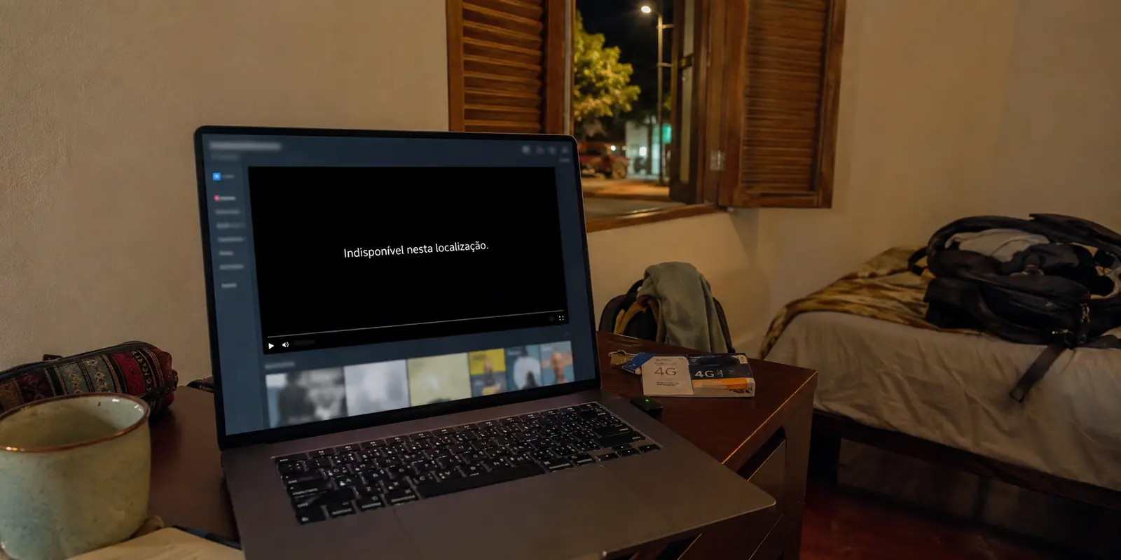 Serviço de vídeo indisponível por localização num alojamento em Díli