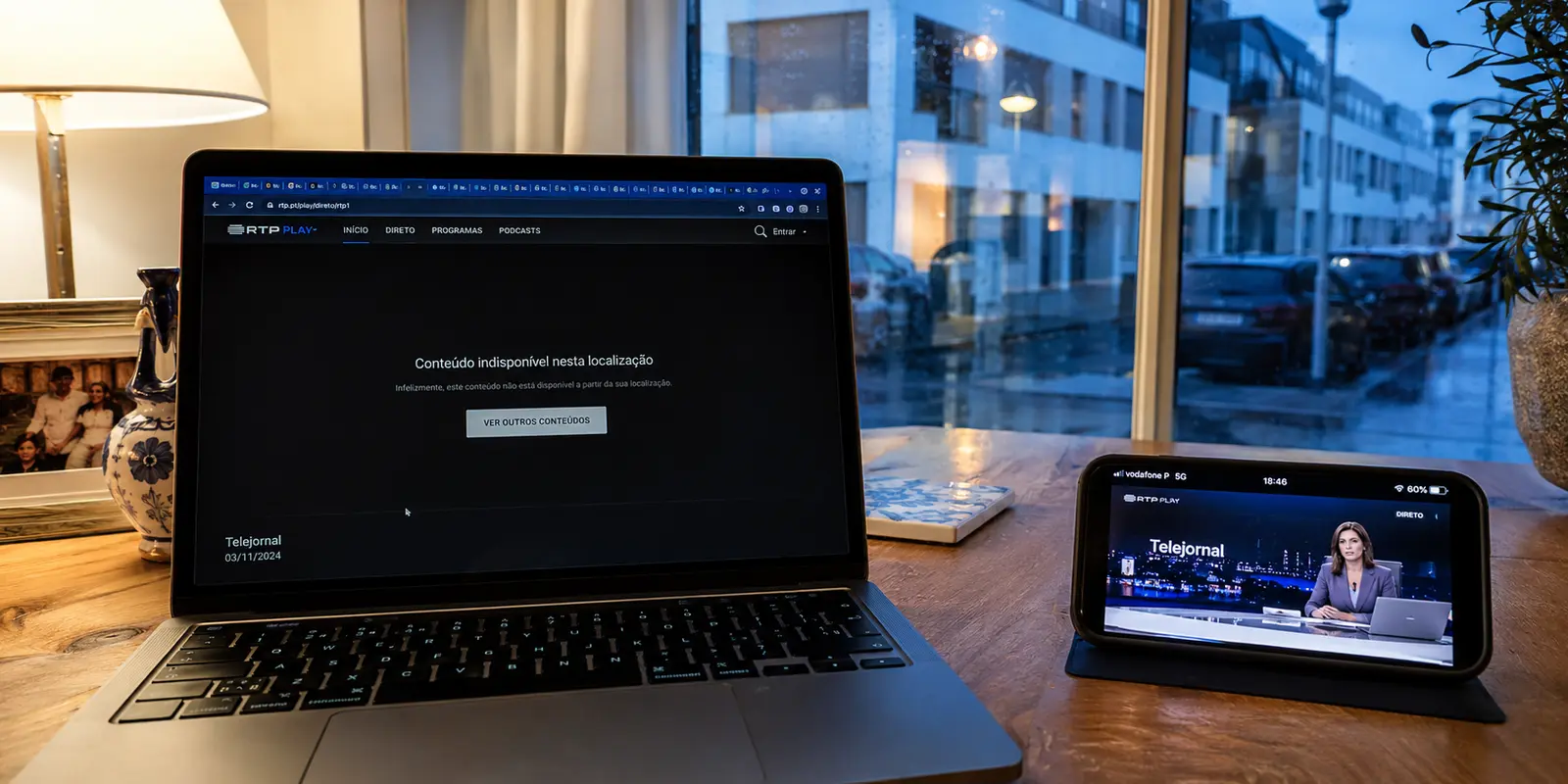 A RTP Play falha no Wi-Fi do Luxemburgo, mas a mesma emissão abre nos dados móveis portugueses