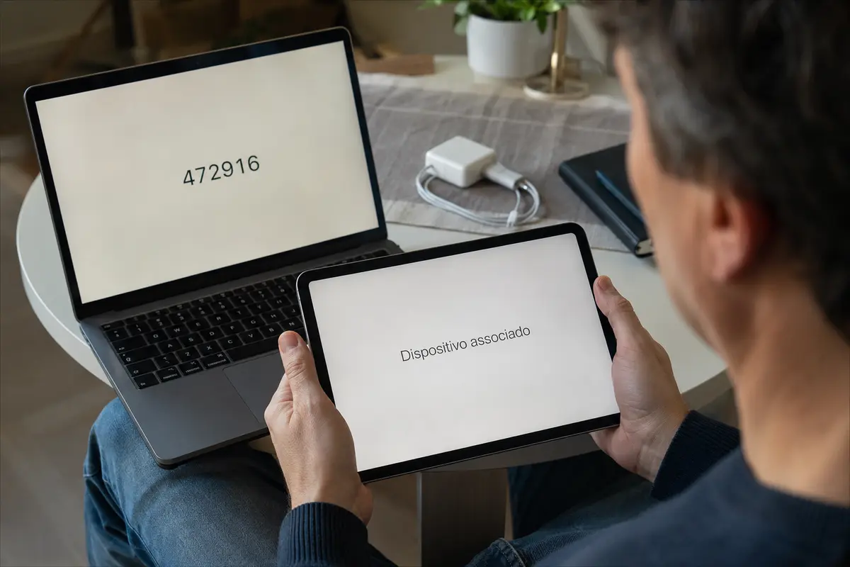 Associação de um tablet a um portátil através de um código de verificação