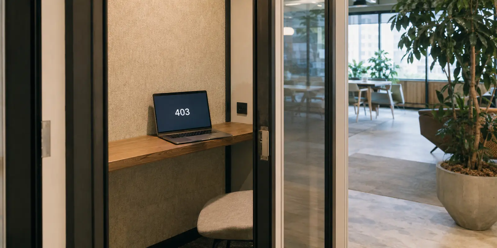 Notebook com erro 403 em uma cabine de trabalho no exterior