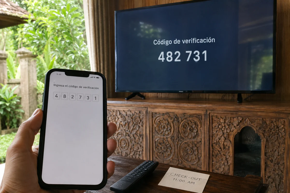 Código temporal de verificación en la televisión introducido desde un teléfono propio