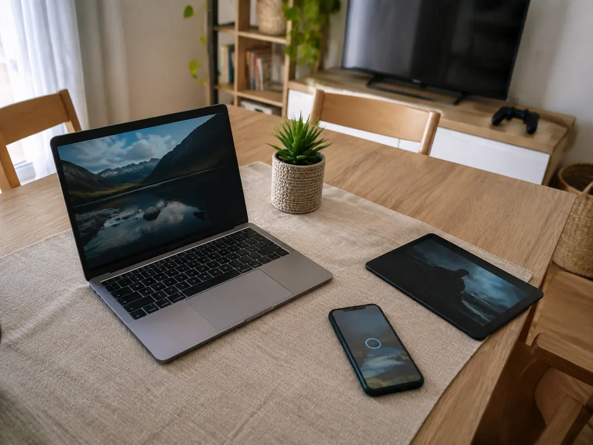 Portátil, móvil y tableta preparados para usar una ruta VPN solo cuando hace falta