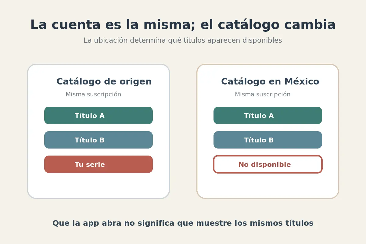 Comparación entre el catálogo de origen y el catálogo disponible en México