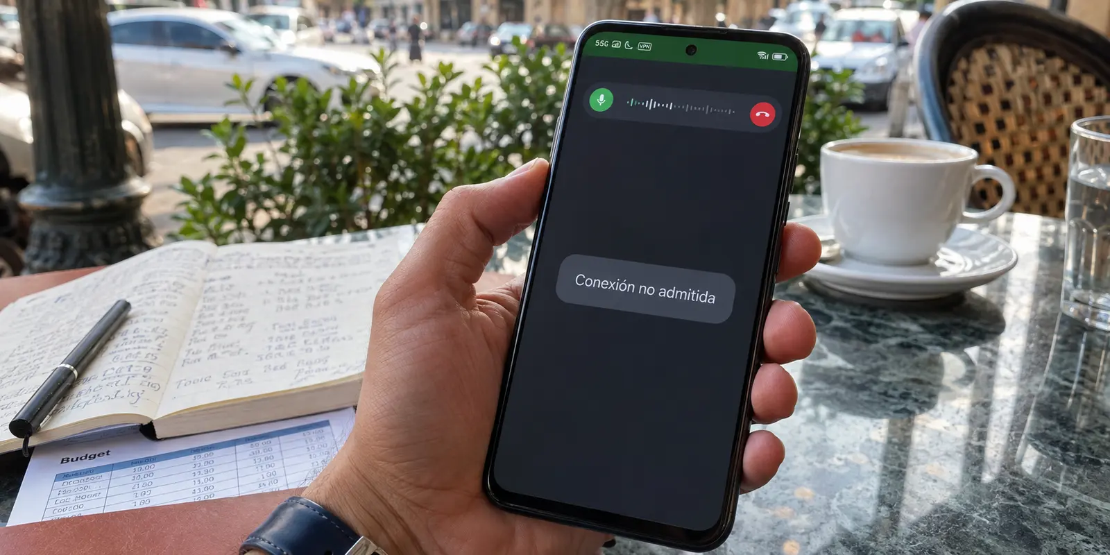 En El Cairo, una llamada sigue activa mientras la aplicación bancaria rechaza la conexión VPN