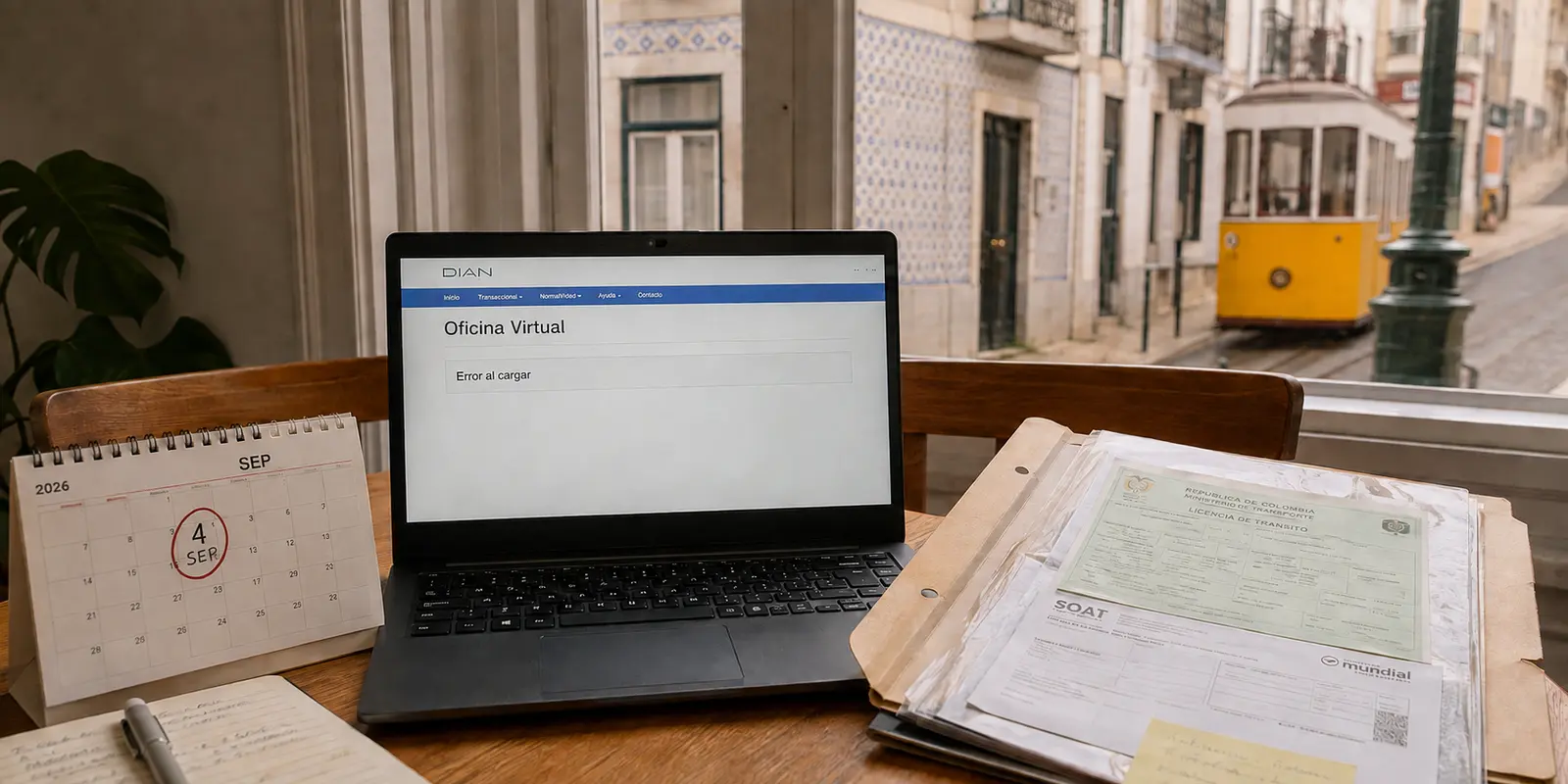 El portal de la Oficina Virtual no carga en un portátil de Lisboa junto a la fecha límite del impuesto colombiano