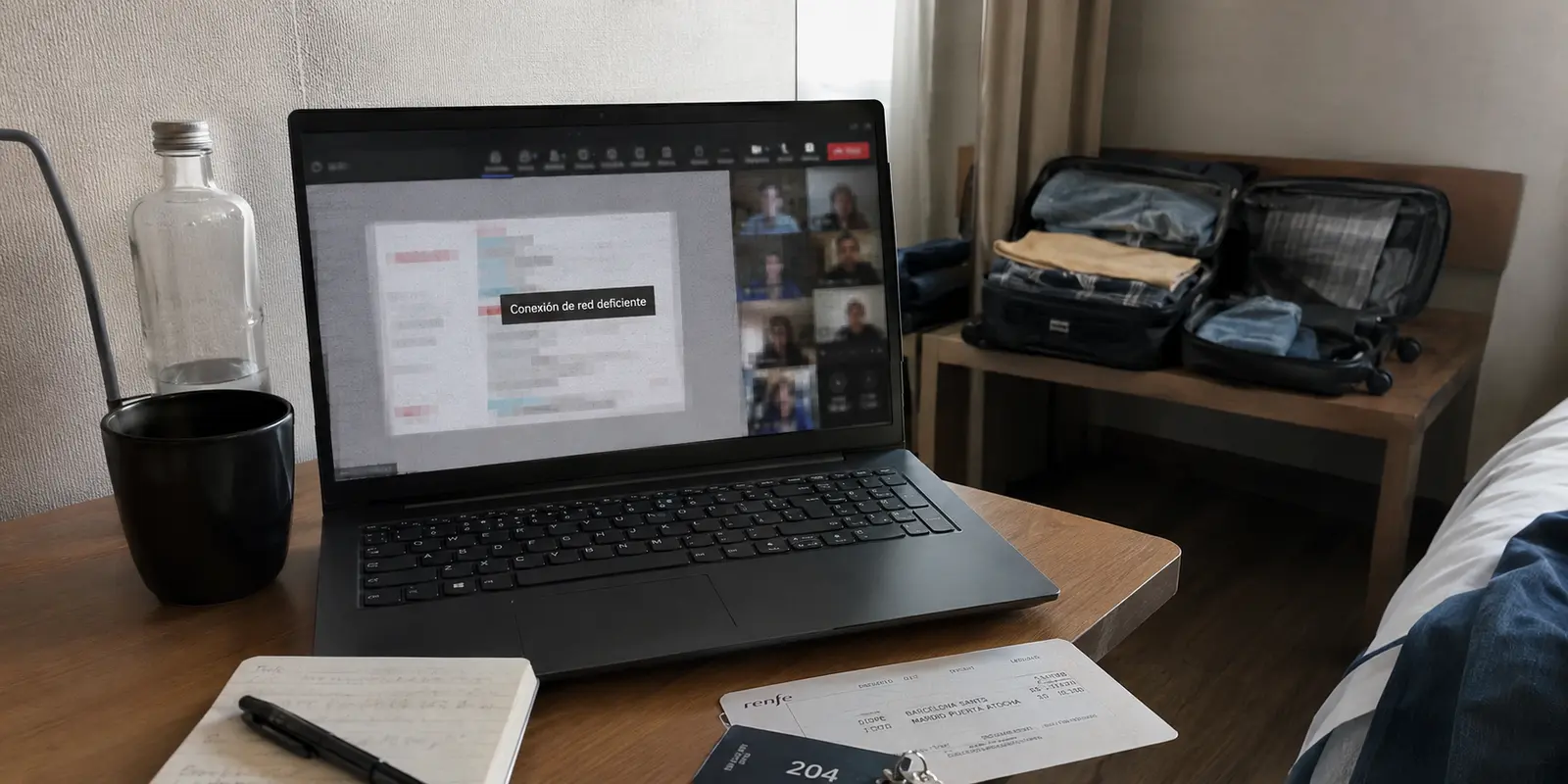 Una videollamada pierde calidad en un hotel de Barcelona después de activar la VPN