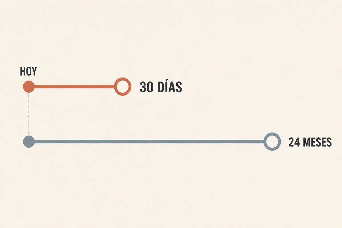 Comparación entre pagar hoy por treinta días y asumir un compromiso de veinticuatro meses