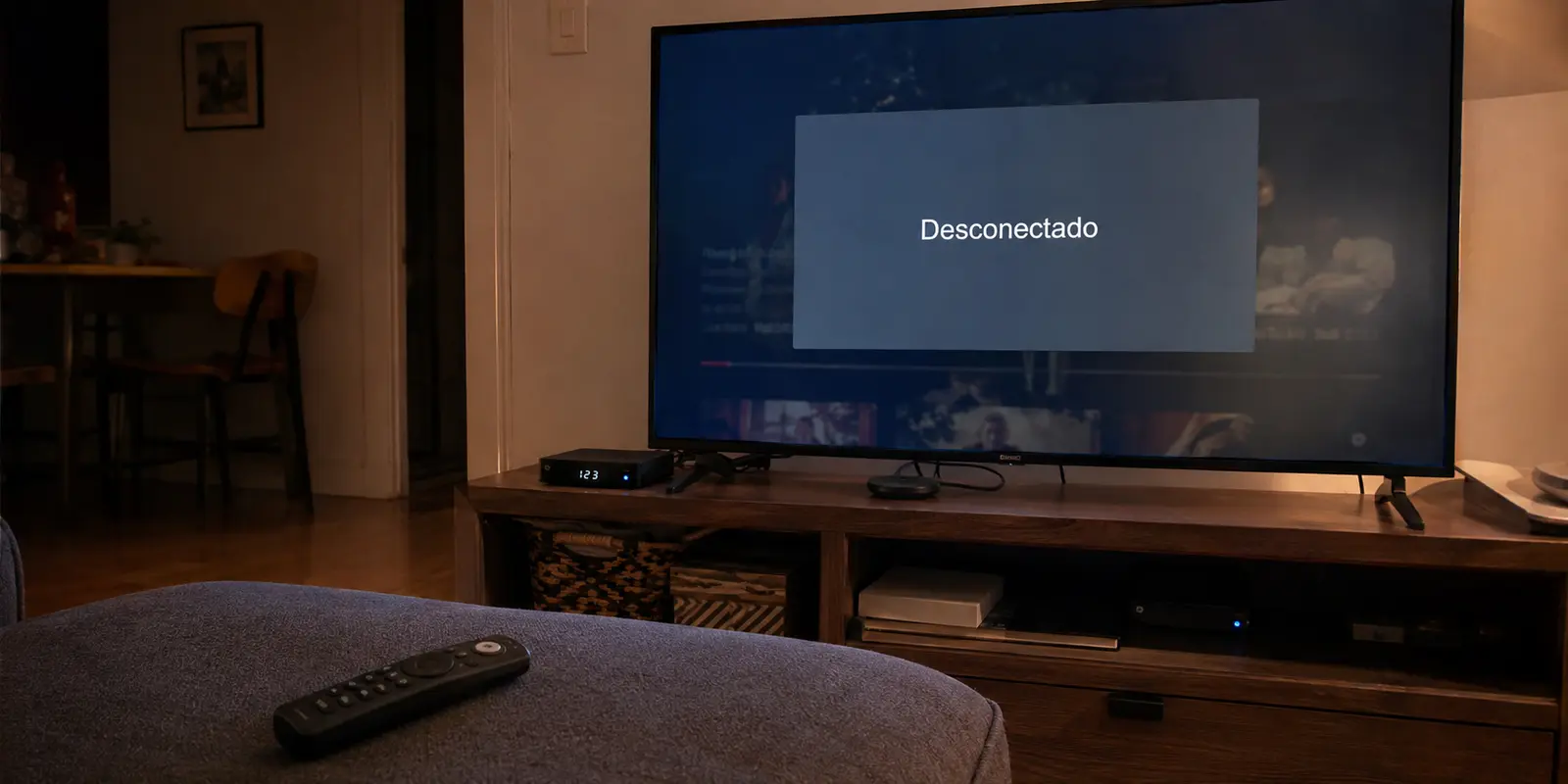 Un televisor Android TV muestra que la conexión se ha desconectado