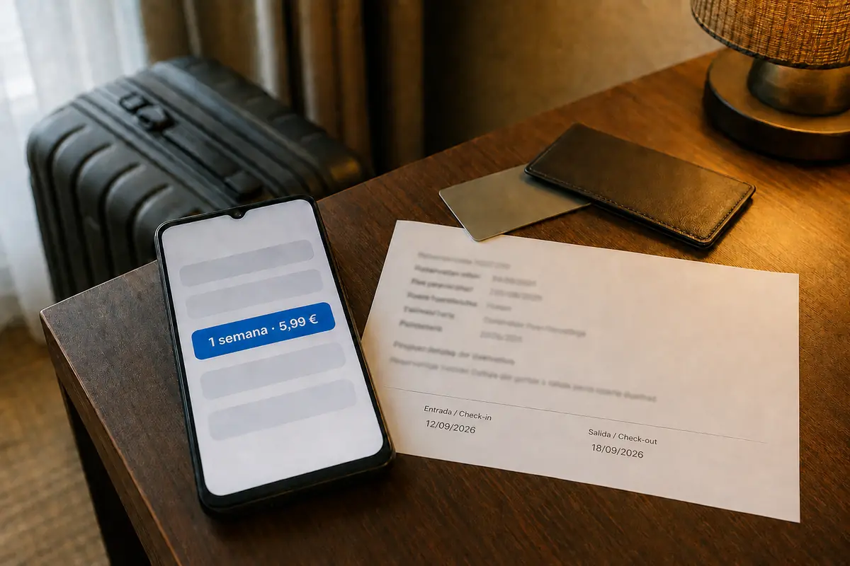 Un plan de VPN de una semana junto a una reserva de hotel de seis noches
