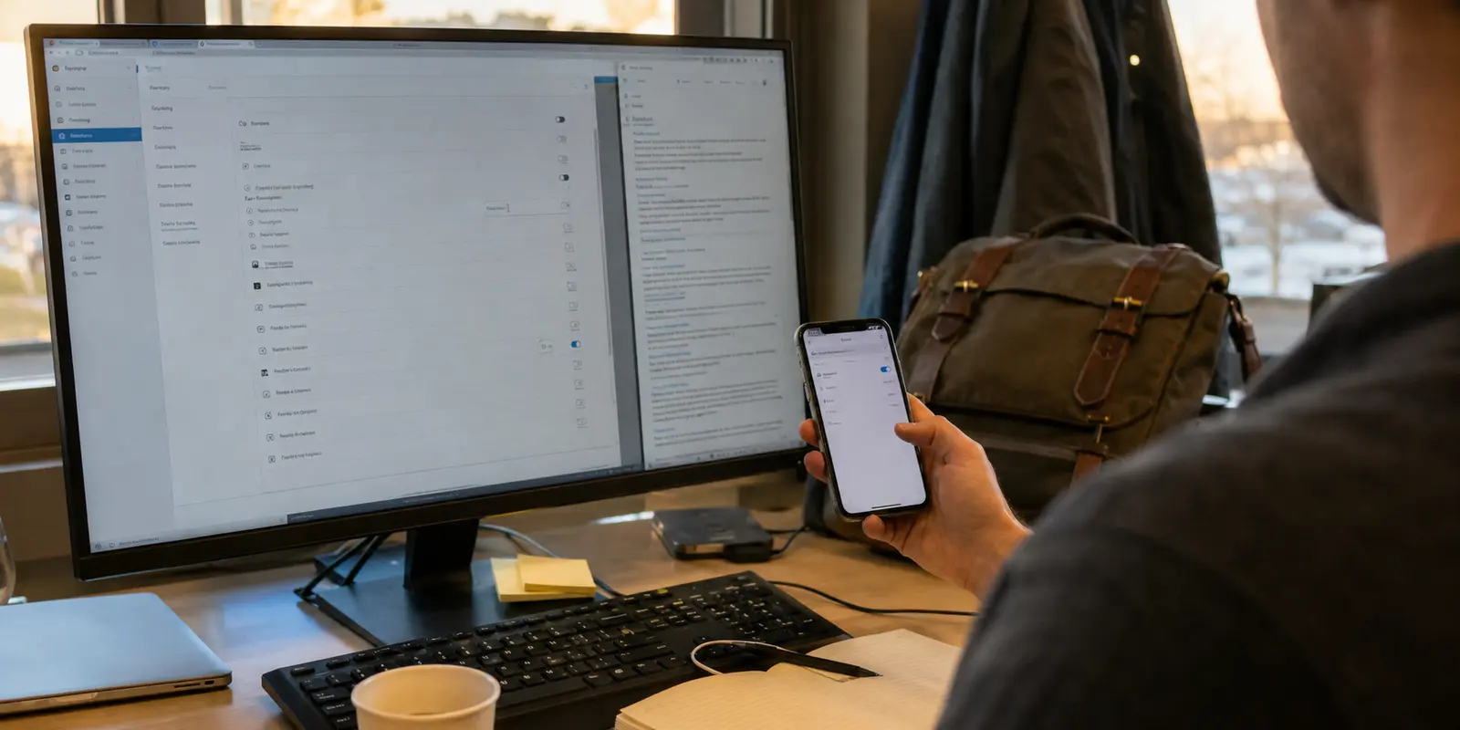 Un utilisateur compare les réglages différents du même VPN sur son ordinateur et son téléphone