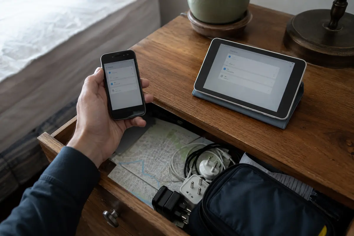 Un ancien téléphone et une tablette de voyage retrouvent la même logique de connexion