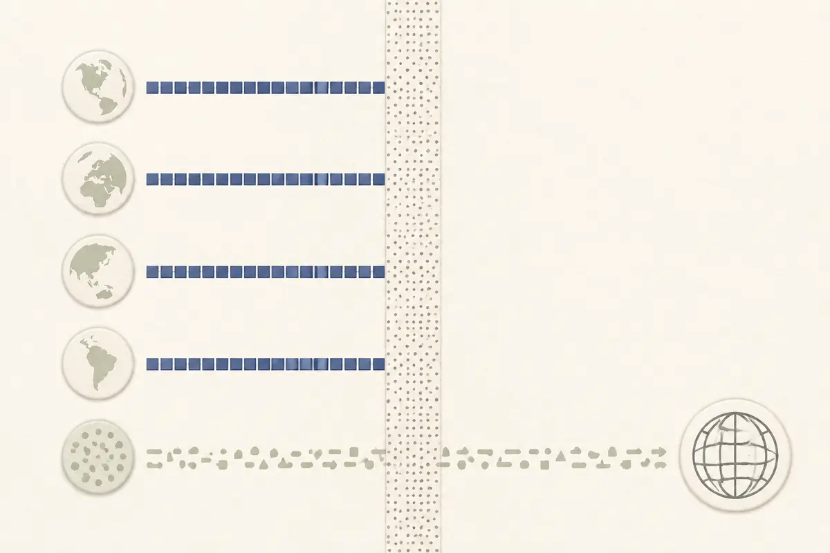 Comparaison visuelle entre plusieurs tunnels VPN reconnaissables et un trafic obfusqué qui traverse le filtrage
