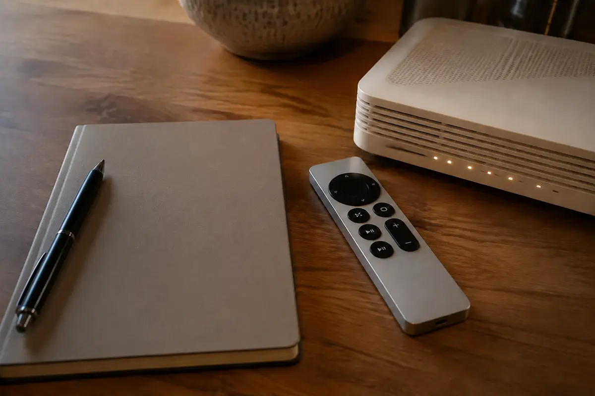 Routeur, télécommande et liste des appareils du foyer à répartir entre connexion directe et VPN
