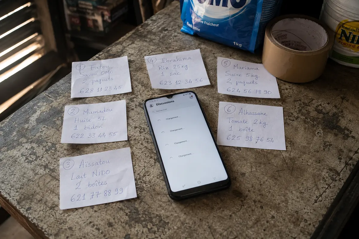 Six commandes attendent pendant que les conversations Messenger restent en chargement