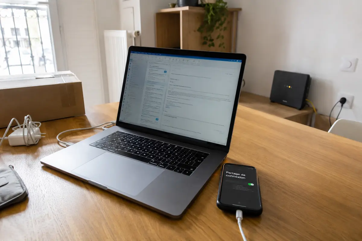 La même messagerie fonctionne sur le partage de connexion 4G du téléphone