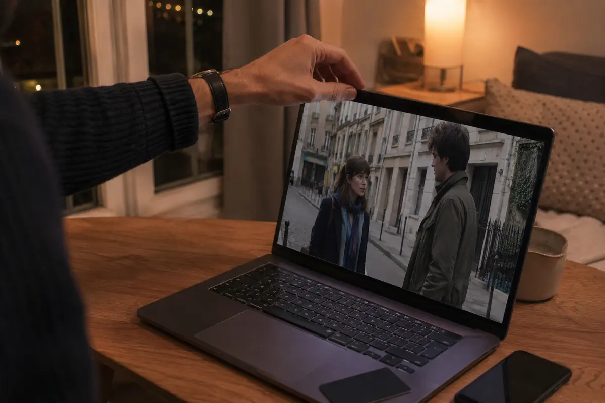 Épisode français en lecture sur un portable avant la fermeture de la connexion ponctuelle