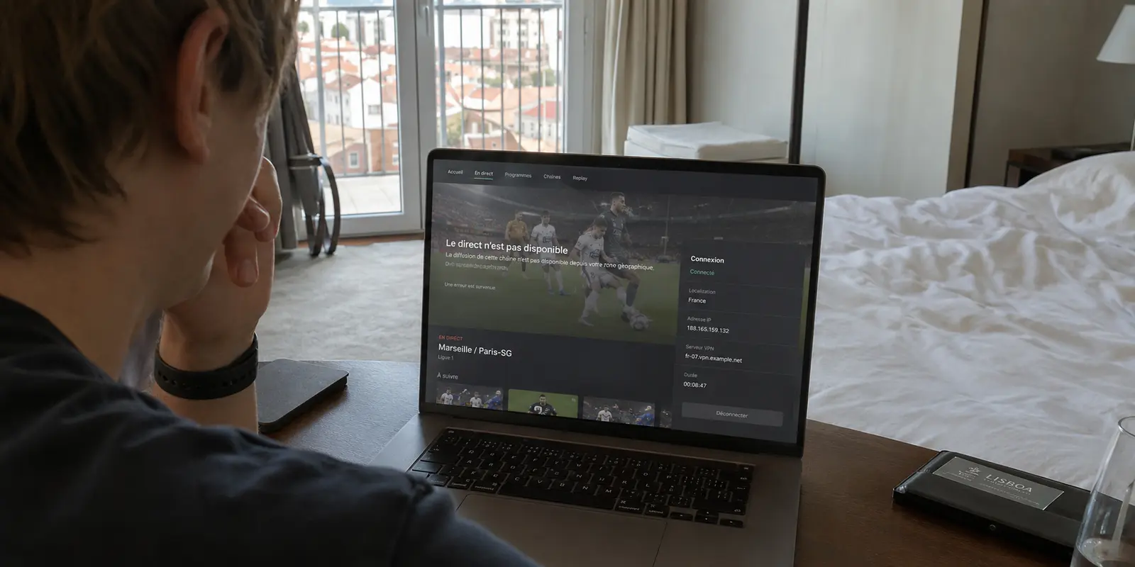 Direct sportif indisponible malgré une connexion VPN française