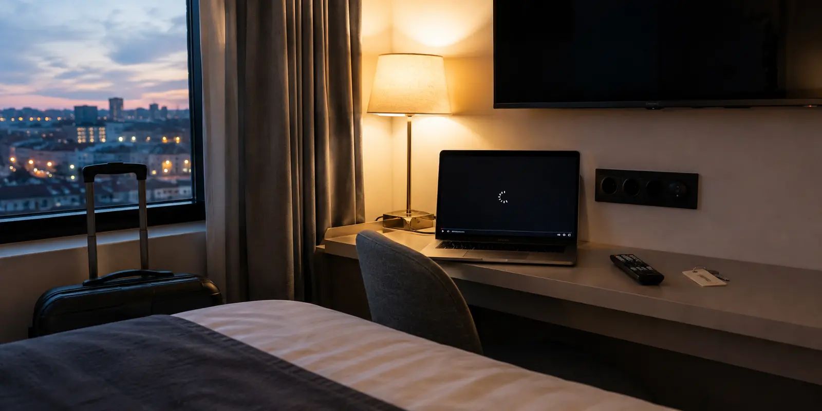 Ordinateur bloqué sur la lecture de Canal+ dans une chambre d’hôtel française