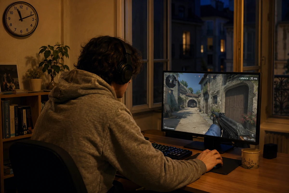 Joueur restant dans sa partie avec une latence redevenue stable en soirée
