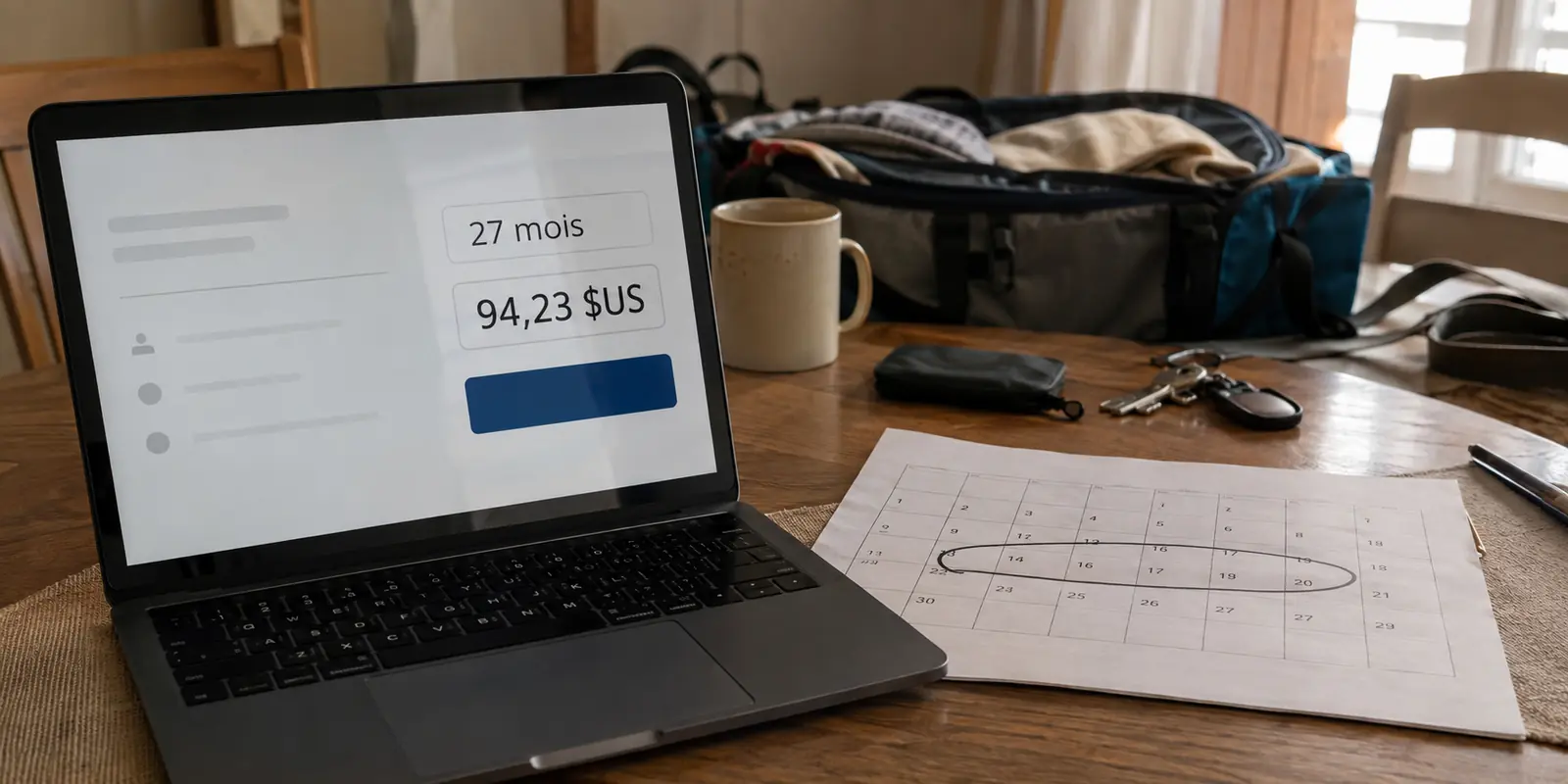 Paiement de vingt-sept mois de VPN comparé à neuf jours inscrits au calendrier