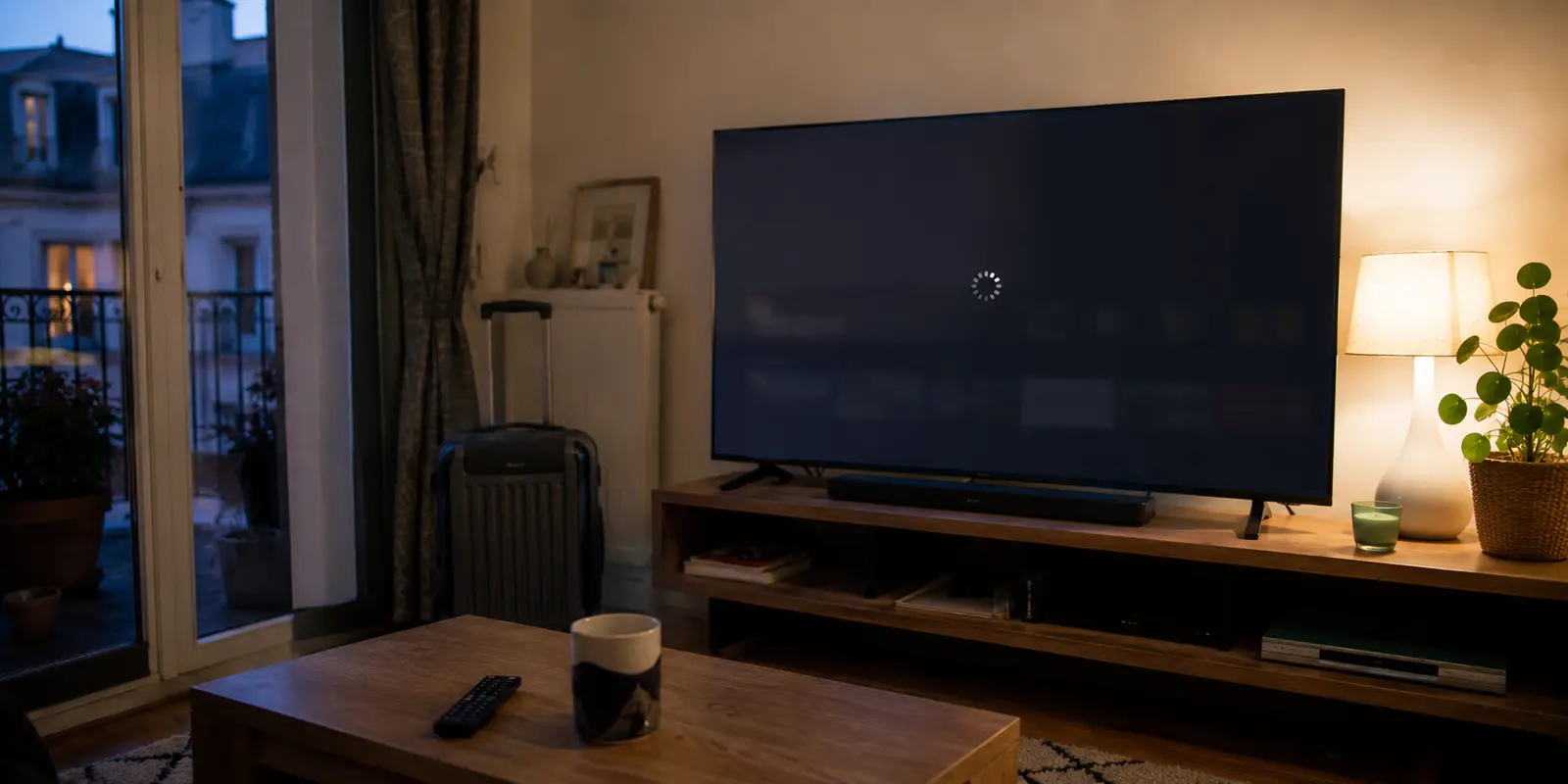 Smart TV bloquée sur le chargement d’un service de streaming dans un appartement de vacances