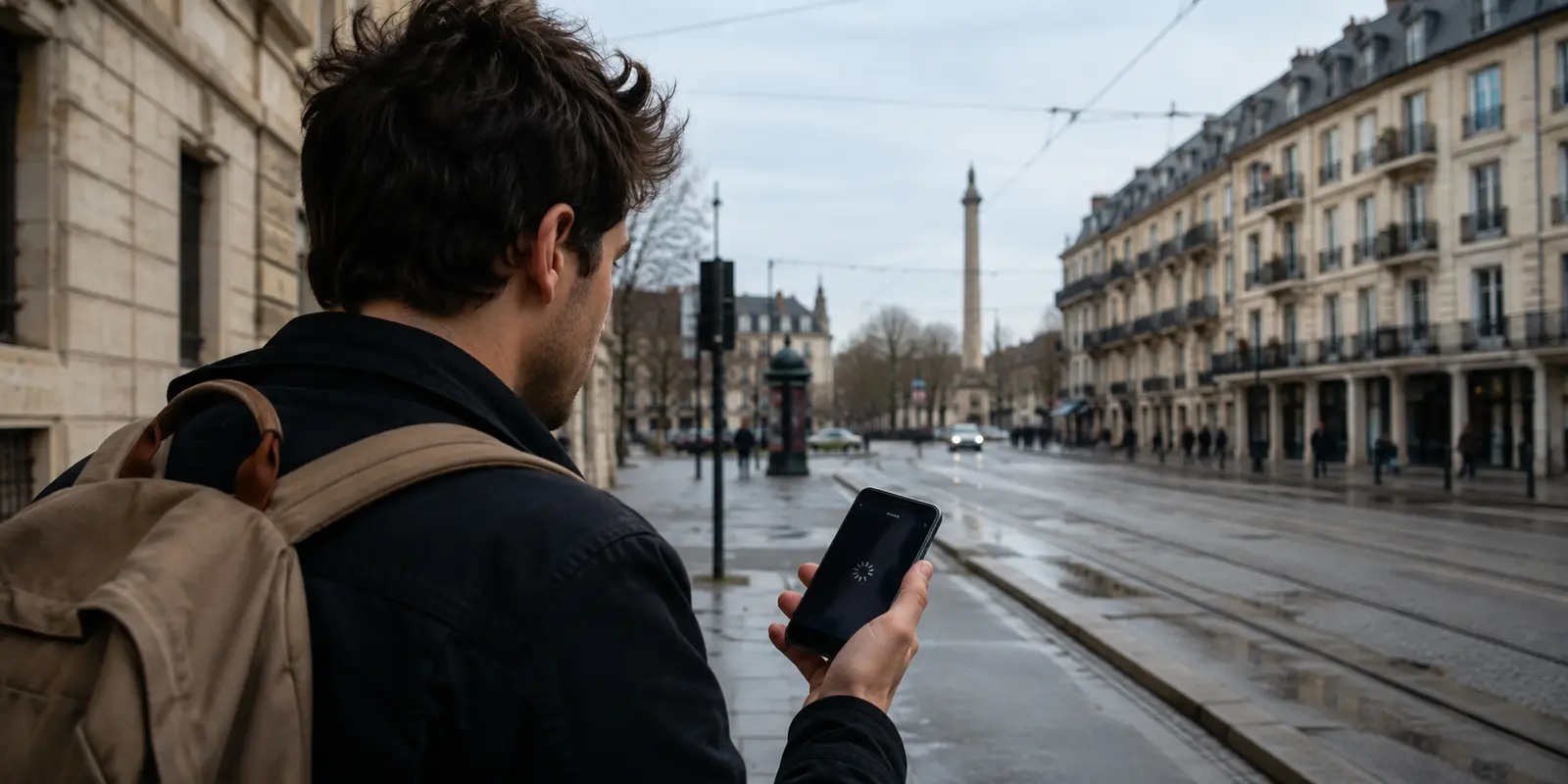 Un voyageur constate le passage du Wi-Fi aux données mobiles SFR dans une rue française
