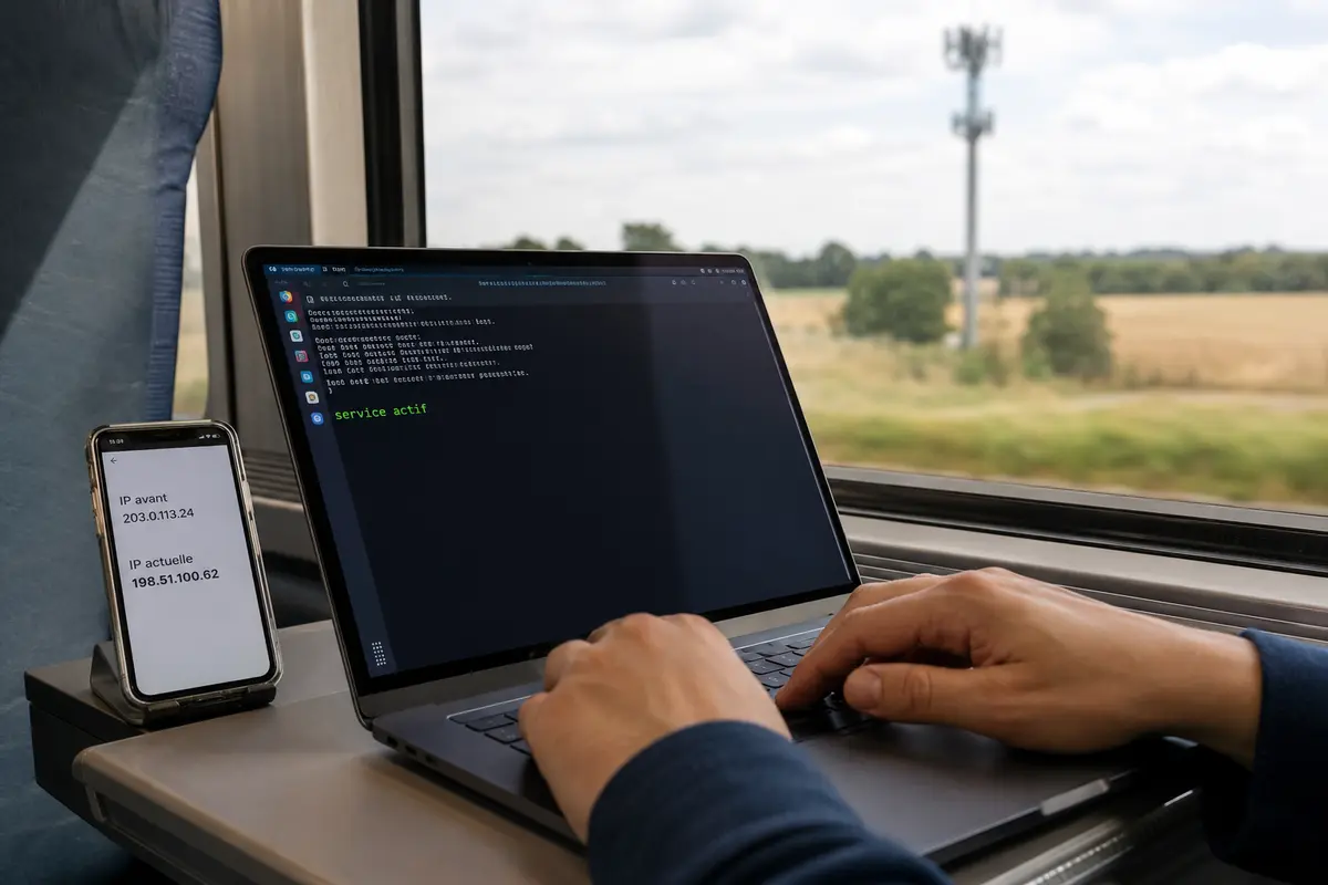 Une adresse mobile a changé sur le téléphone tandis que le terminal de l’ordinateur continue de répondre