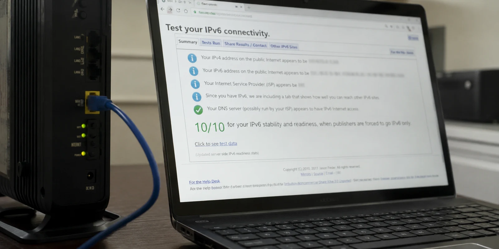 Illustration : La protection IPv6 se vérifie dans la connexion active, sans casser le réseau.