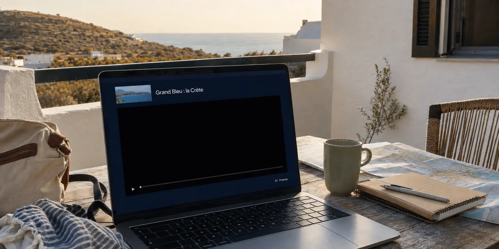En Crète, un lecteur vidéo reste noir malgré une localisation VPN affichée en France