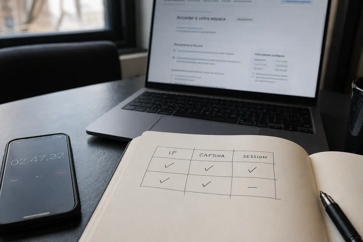 Un carnet compare les IP, les CAPTCHA et la continuité des sessions