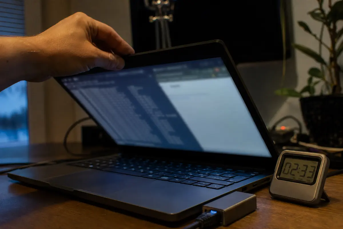 Portable Linux rouvert après la veille pendant un test chronométré de reconnexion