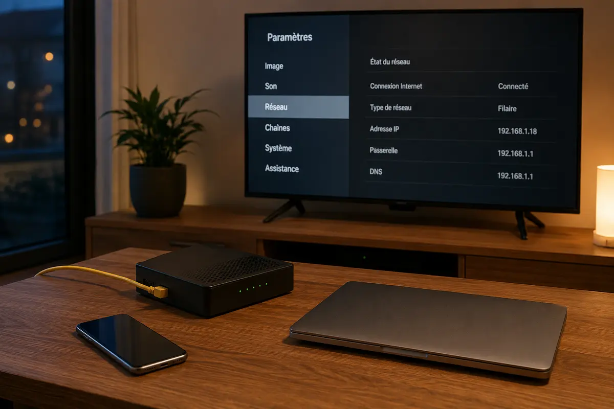 Une Smart TV utilise une sortie française tandis que les autres appareils restent locaux