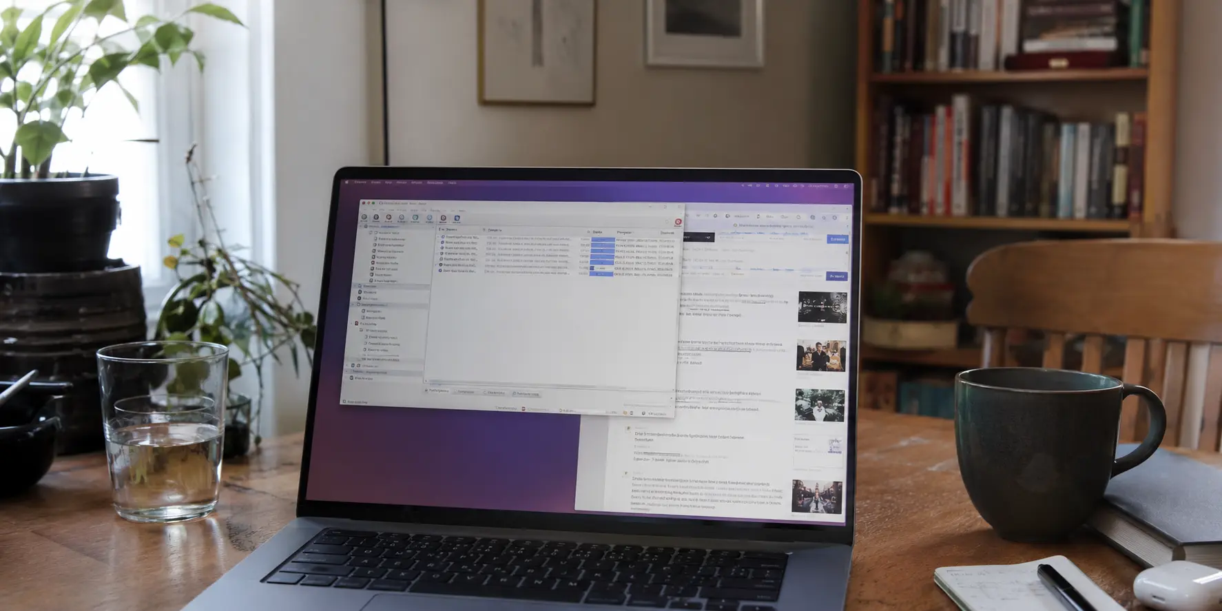 Ordinateur affichant un client de téléchargement isolé sur un bureau